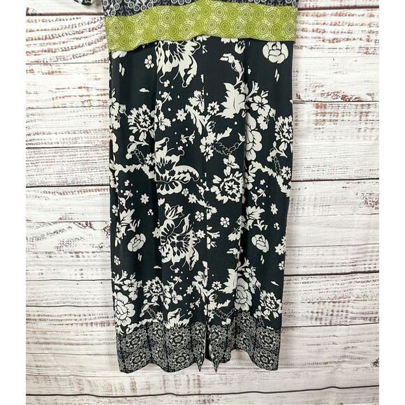 Phoebe Couture Womens Floral Empire Waist Border Trim Silk Dress Black Size 4 - Picture 12 of 14